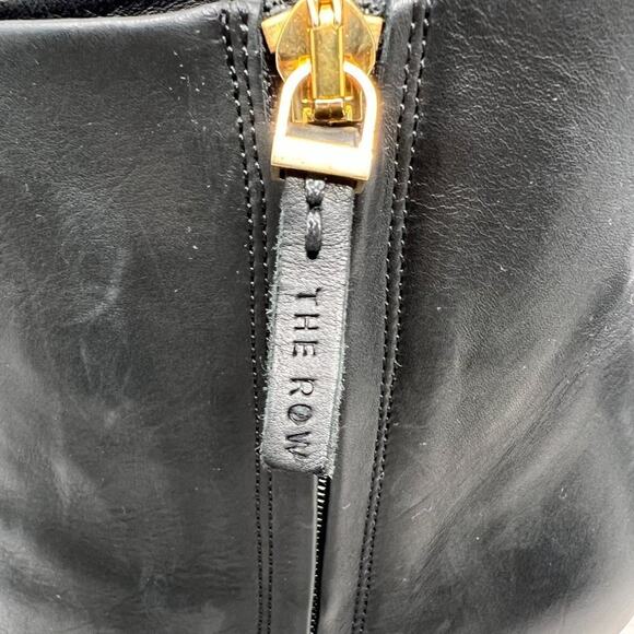 The Row Bowin black leather ankle boots square toe block heel size 38 - Picture 6 of 9